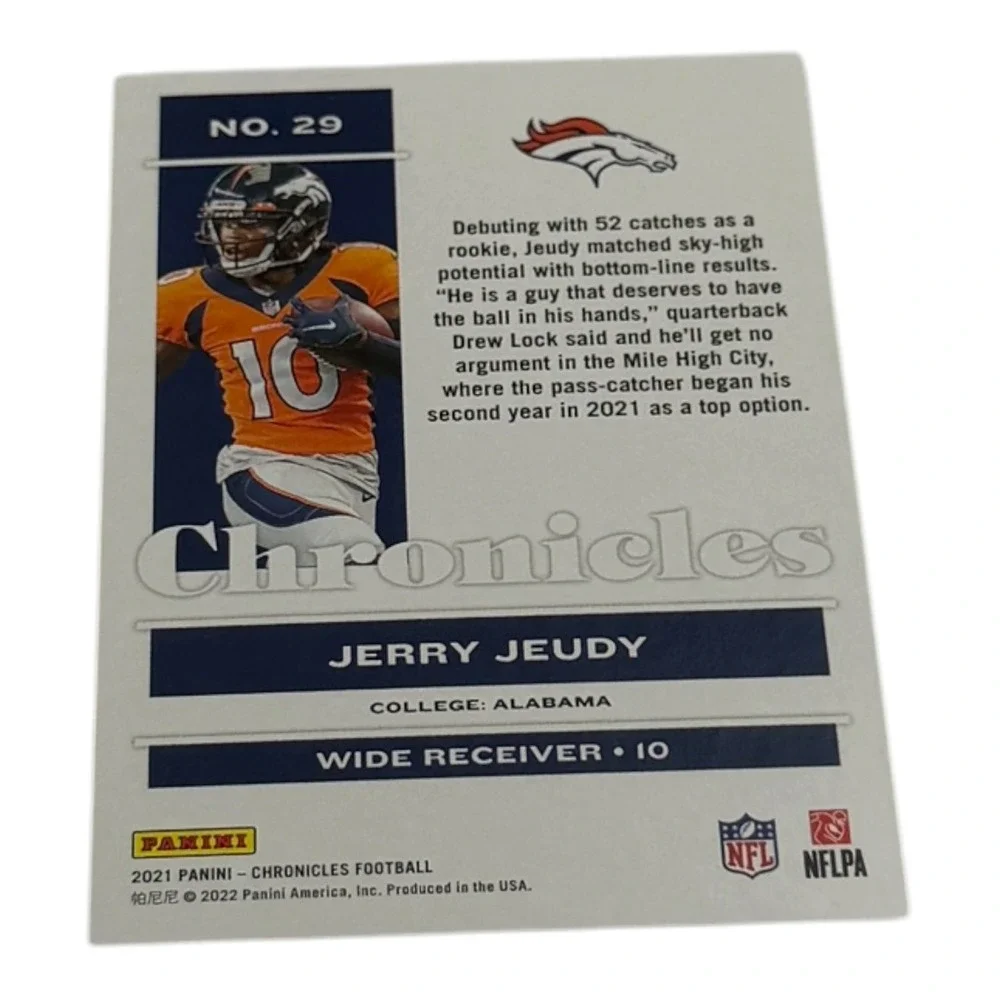 2021 Panini Chronicles Football Jerry Jeudy 29 Denver Broncos Wide Receiver Card